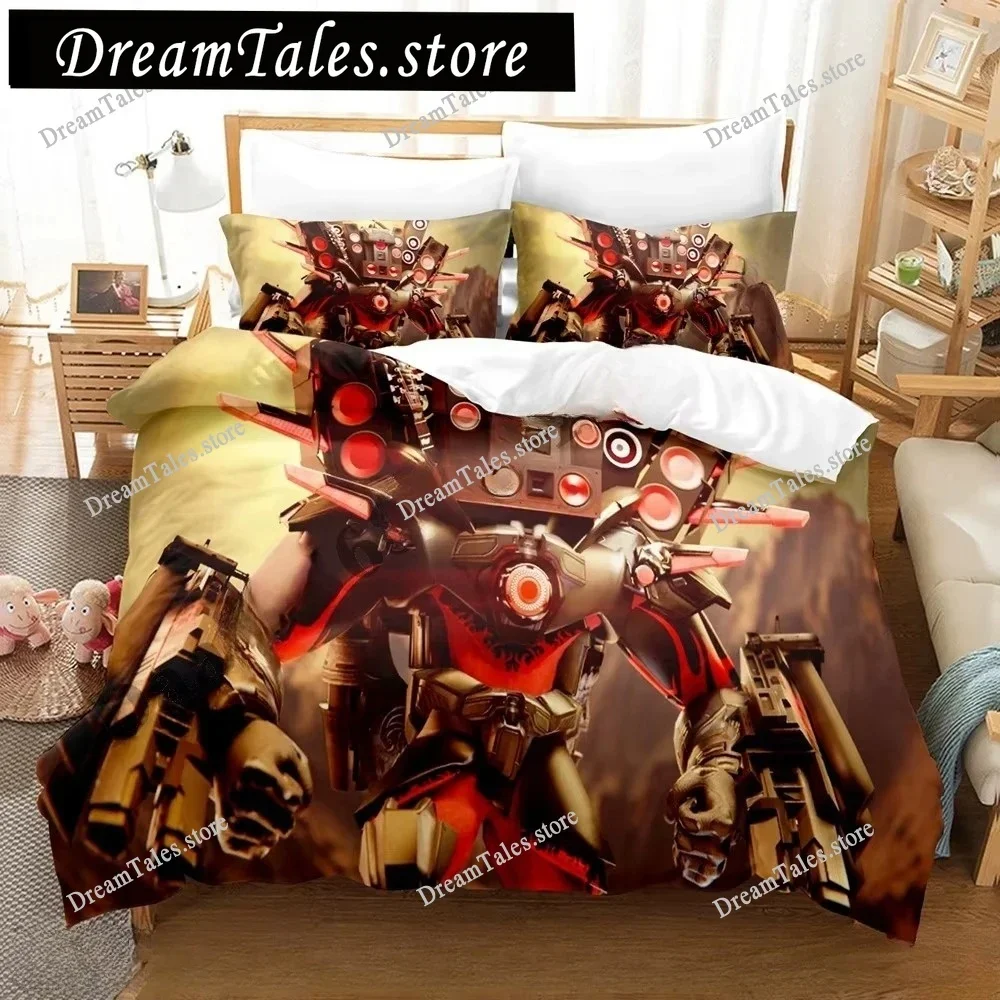 

2025 Skibidi Toilet Bedding Set Single Twin Full Queen King Size Bed Set Adult Bedroom Duvetcover Sets Print Anime Bed Sheet Set