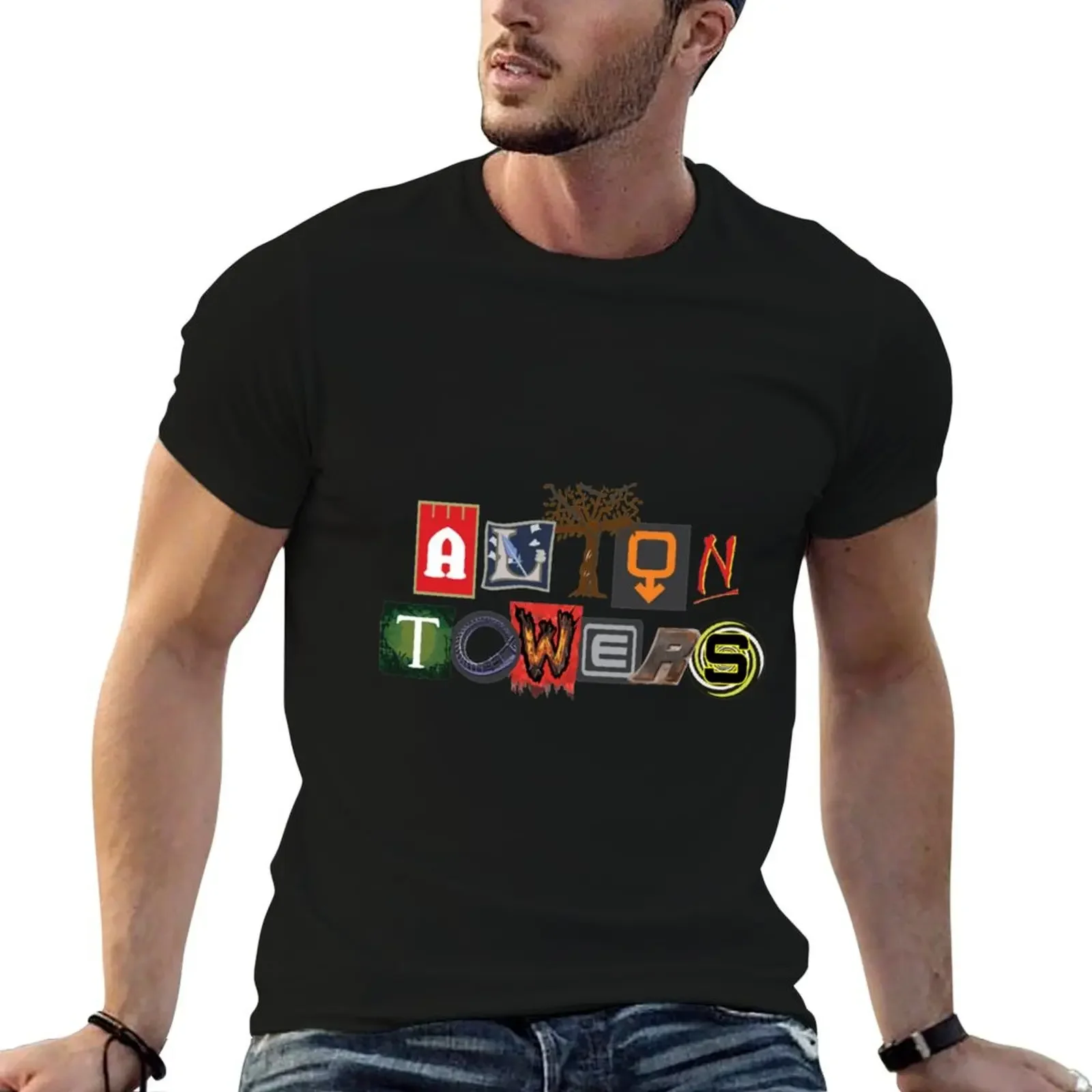 

Alton Towers Collage Design T-Shirt tops vintage clothes sweat men t shirts