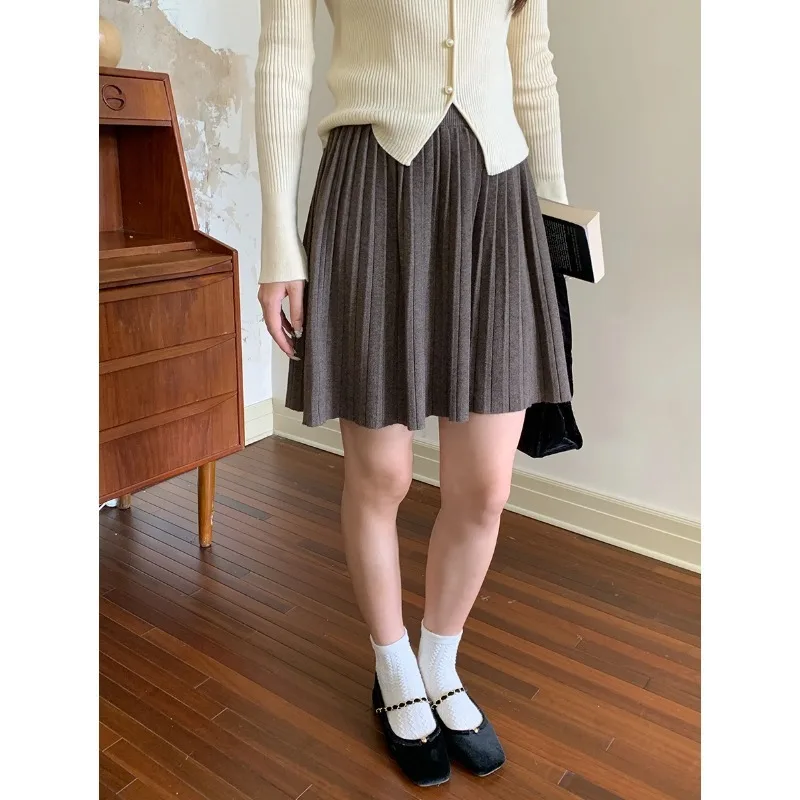 

women's Layered Premium Student College Style mini skirt High Waist A-Line Pleated Knitted Short Skirts for women