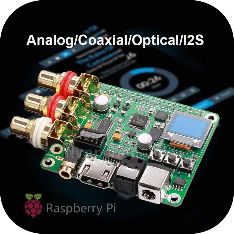 

Nvarcher HIFI DAC Decoder Raspberry Pi Coaxial Fiber Optic I2S Digital Sound Card 384KHz 32Bit