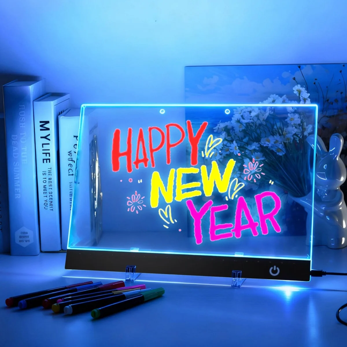 DIY Drawing Board Lighting LED Message Note Board 7 Colors Rewritable Glowing Night Light Desk Wall Hang Decoration Kids Gifts