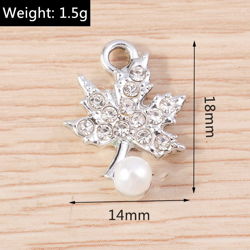 10 Stück 14 x 18 mm niedliche Kristall-Ahornblatt-Anhänger für die Herstellung von Ohrringen, Halsketten, Armbändern, DIY-Handwerk, Schmuckzubehör – Detail 1