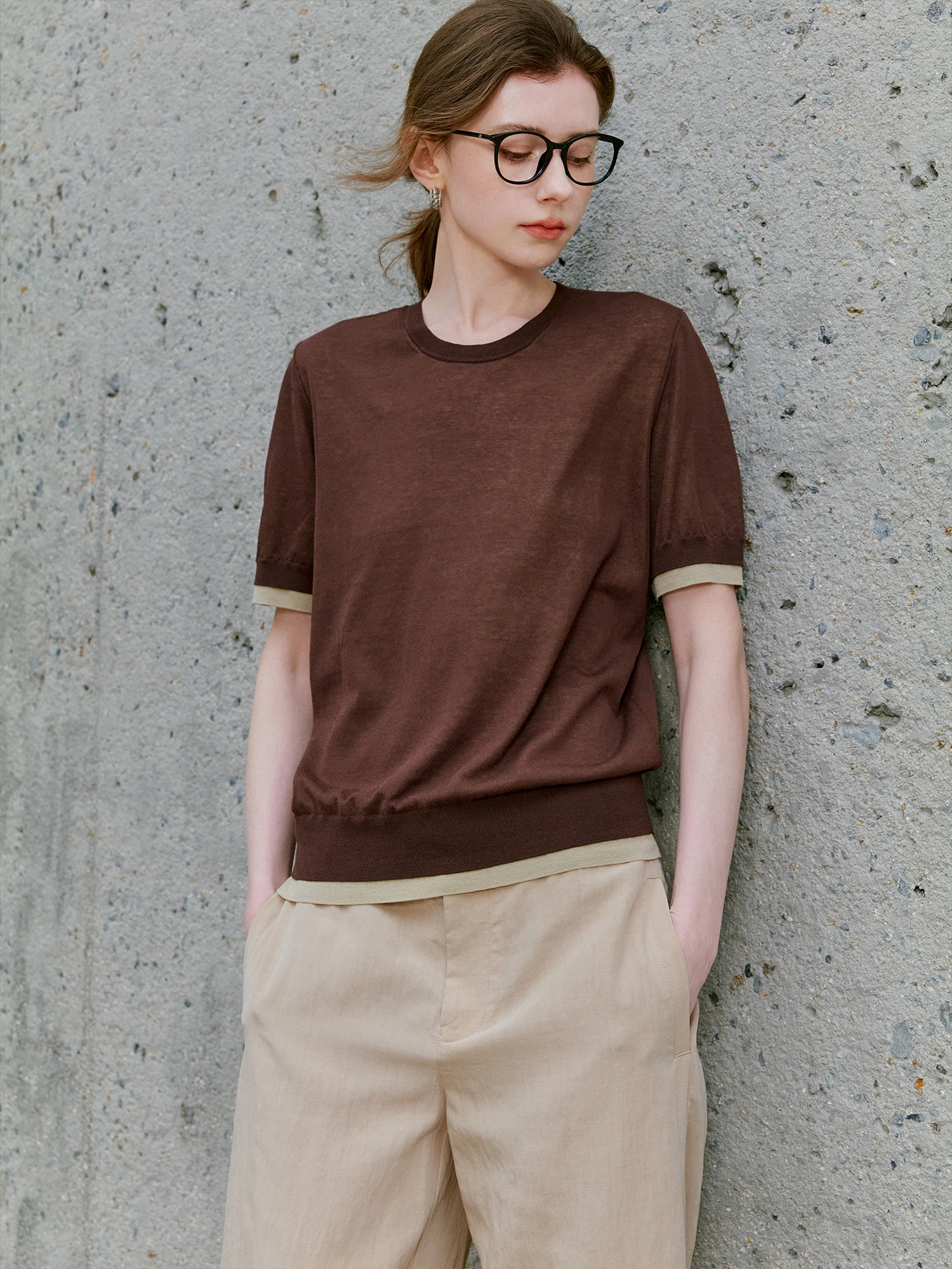 

Женская повседневная свободная футболка Affinity U6411L28 с коротким рукавом, из дышащей хлопковой смеси, комфортная, 18-игольная, двухслойная