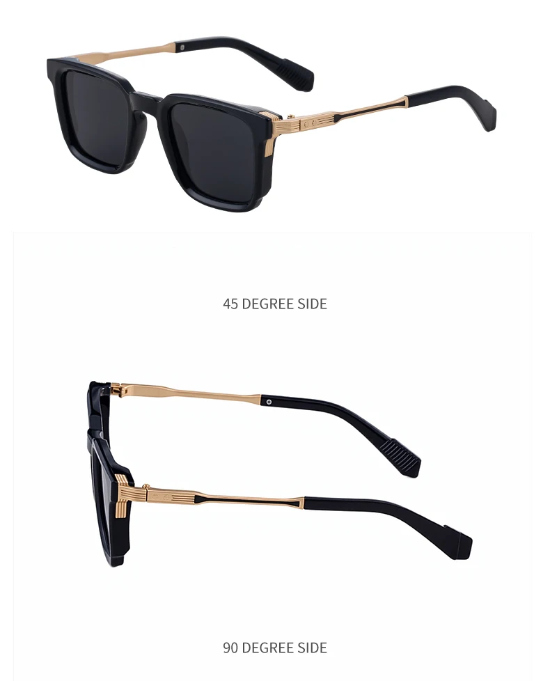 Polarisierte klassische quadratische Sonnenbrille für Herren 2026 – Luxusmarke Steampunk Fahrsonnenbrille für Männer – Vintage Outdoor-Brillen – Detail 14