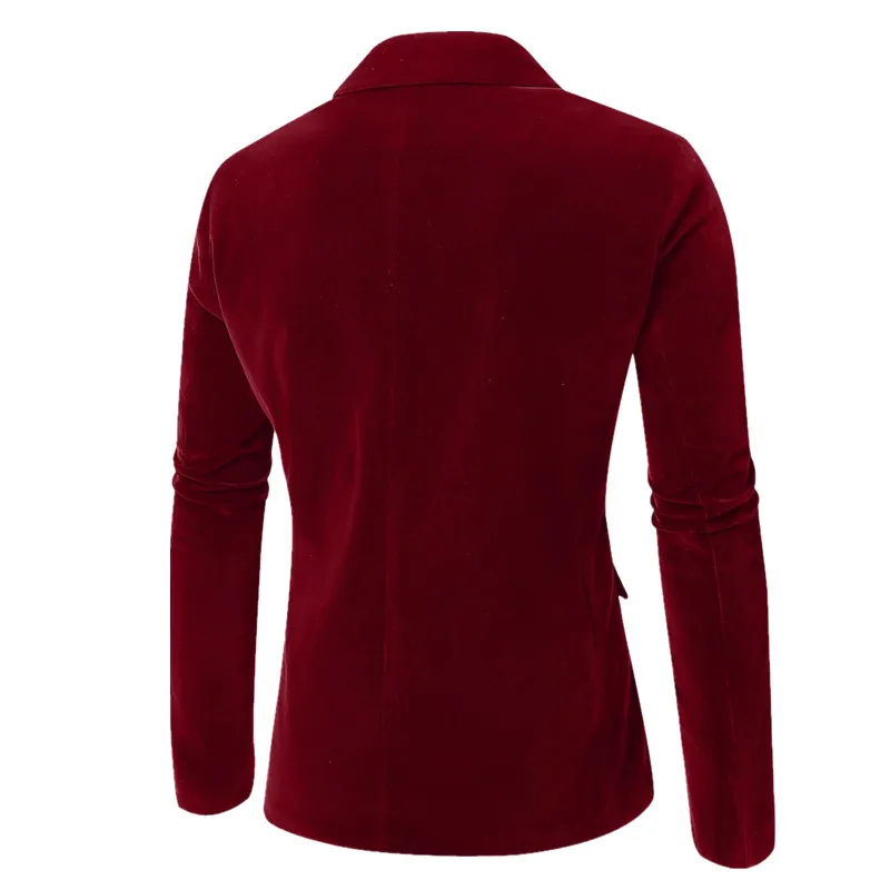 جديد رجال الأعمال ملابس رسمية لون نقي المخملية دعوى زر واحد سترة العريس المغني الزفاف الرقص فستان الحفلات الحلل معاطف