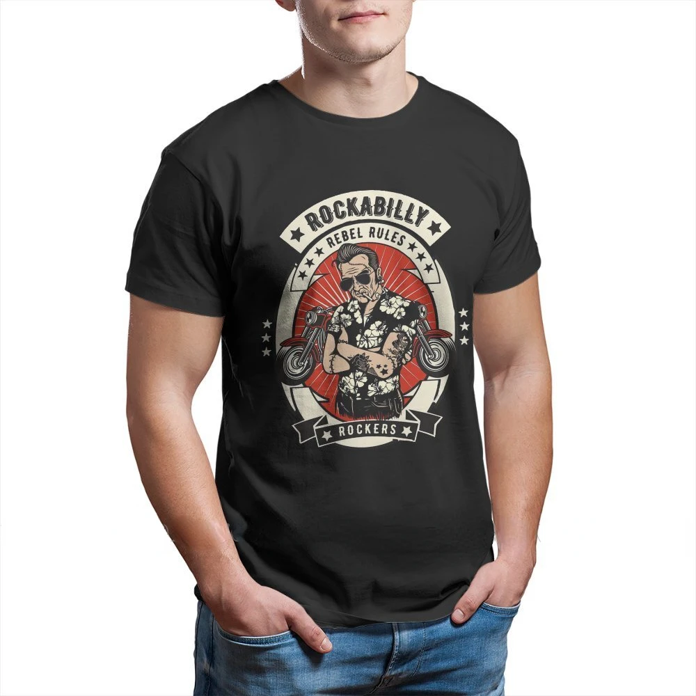 Men Clothes Rockabilly Psychobilly Bikers Rock and Roll Vintage Rockers Essential T-Shirt Summer Classic Male Lady Tee Camisetas