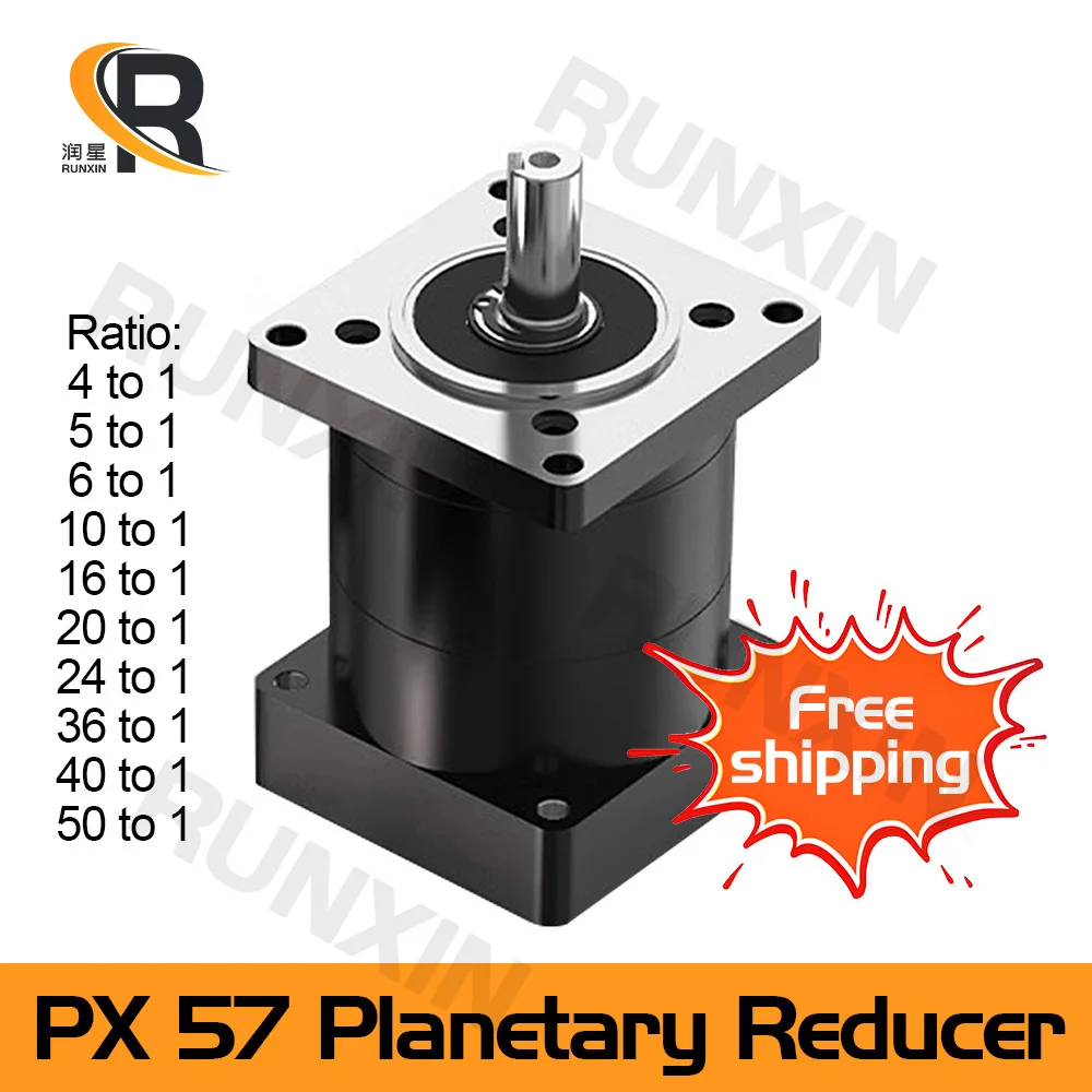 

RXTNC PX57 High Precision Gear Reducer Fit Nema 23 Gear Ratio 4 / 5 / 10 /16/ 20 / 25 / 50 Input Shaft 8mm For 57 Stepper Motor