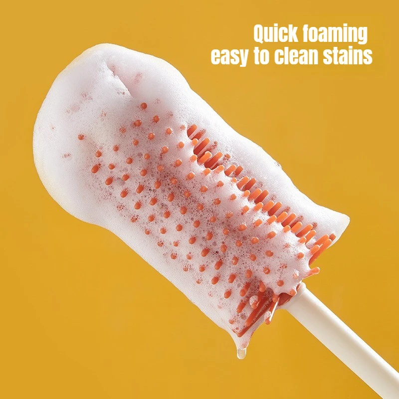 3-Piece Silicone Bottle Brush 360° Rotating Baby Nipple Brush Washing Cup Brush Bottle Cleaning Brush Set