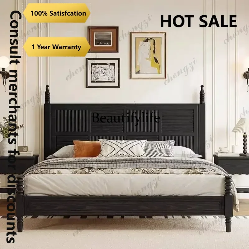 R134 Display Nordic Double Bed Headboard Elegant Platform Frames Beds Living Room Nightstands Double Muebles Commercial Furnitur