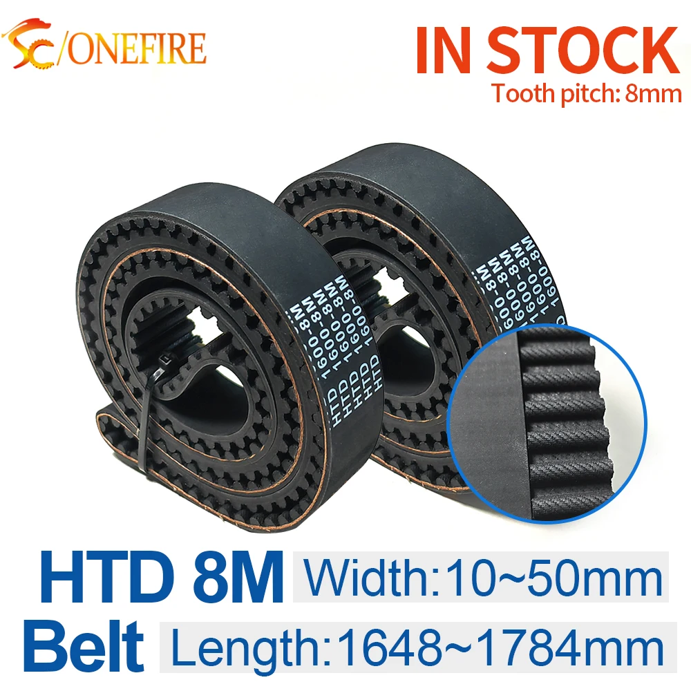 

HTD 8M Timing Belt 1648/1680/1696/1704/1720/1728/1744/1760/1776/1784mm width 10~50mm Teeth 206~223 8M Rubber Closed loop belt