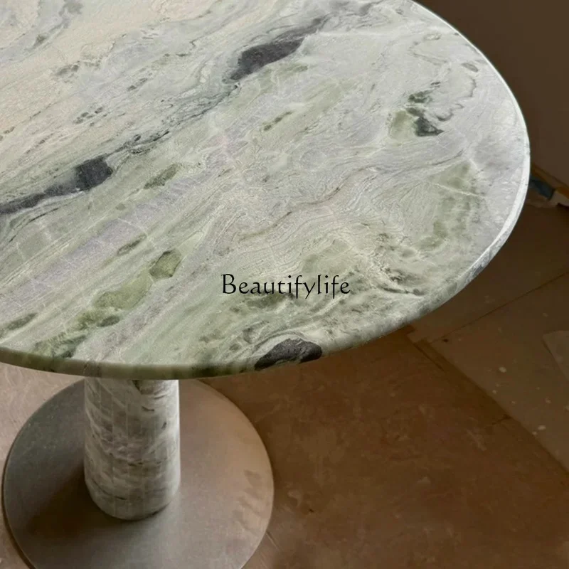 

06Natural cloud jadeite marble round dining table modern simplicity Italian minimalism