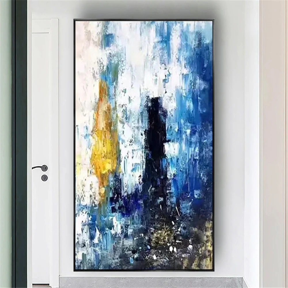 hand painted Oil Painting On Canvas Abstract Painting In Dark And Light Green Wall Art Pictures Decor Home indoor tasteful decor
