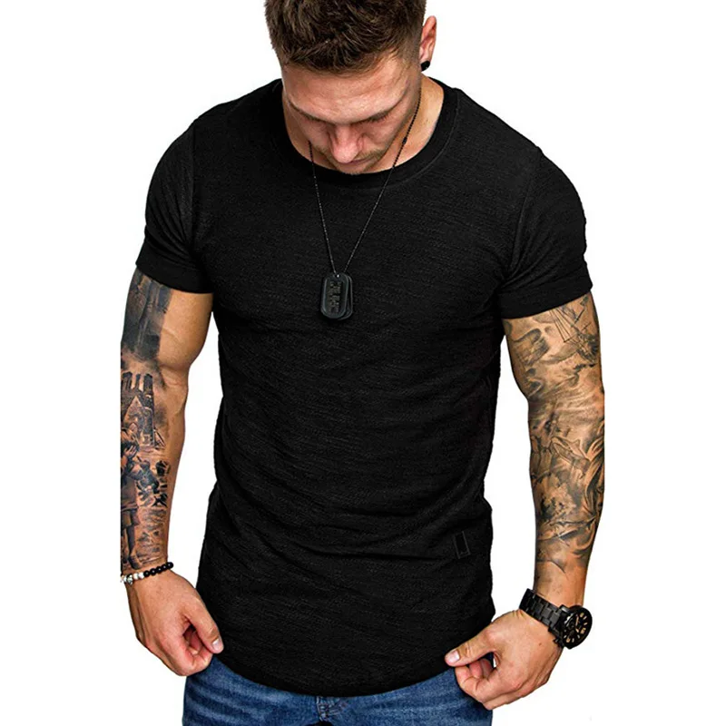 2024 New Spring/Summer Men\'s Bamboo Joint Cotton Men\'s Sports T-shirt Fashion Round Neck Casual Short sleeved T-shirt Men\'s