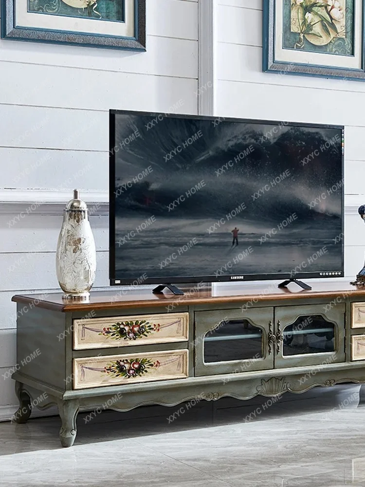 L Style TV Cabinet Solid Wood Coffee Table Set Master Bedroom Floor Cabinet Storage Simple Versatile