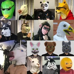 Funny Animal Headmask Halloween Carnival Party Mask Latex Animal Headgear Novelty Halloween Eagle Donkey Dog Rabbit Head Prop