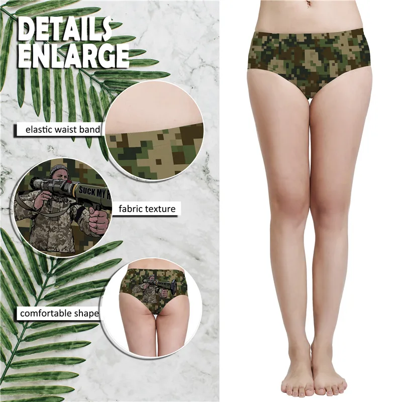 DeanFire Camouflage Print Super Soft Low Rise Women\'s Novelty Panties Underwear Sexy Briefs Thongs Gifts