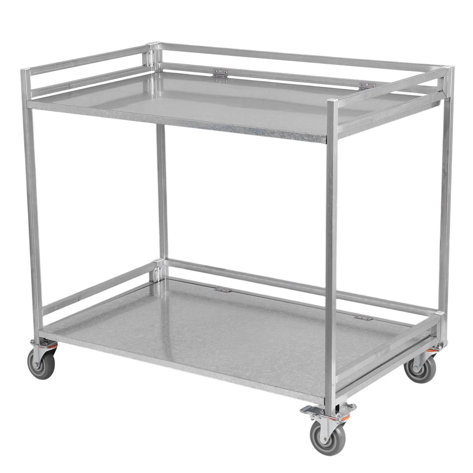 

2 Shelf Rolling Cart Foldable Workbench with Wheels 660lbs Capacity with Handle for Warehouse/Garage/Cleaning/Manufacturing