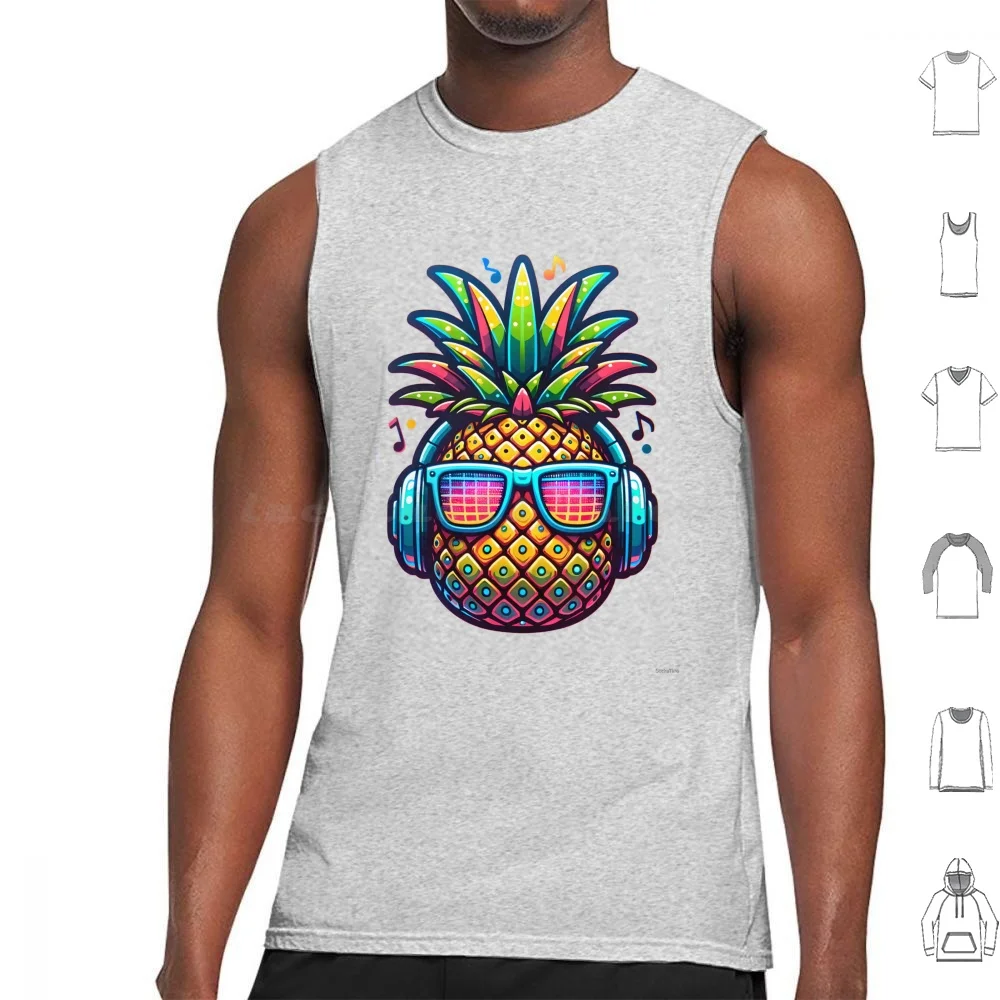 Raver Wearing Sunglasses And Headphones Tank Tops Print Cotton Raving Raver Fruit Headphones Dj Music Club Funny