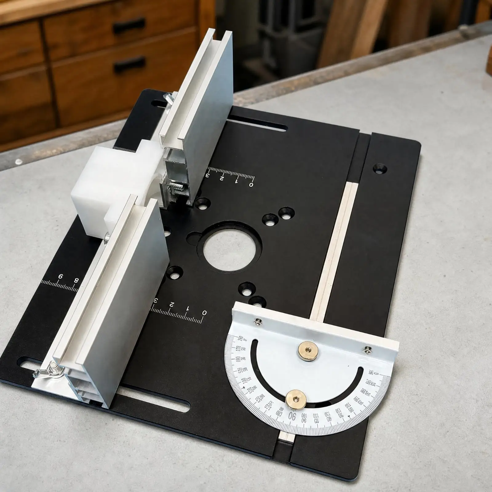 Aluminum Router Inverter Plate for Woodworking Table with Measurement Scale for Trim Edge Forming C