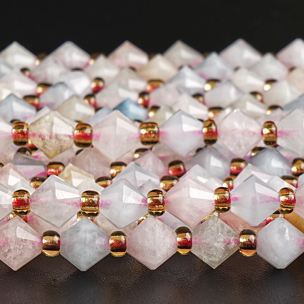 

8MM Natural Morganite Beads Strands Colorful Faceted Loose Beads For Making Jewelry Diy Bracelet Necklace 15''