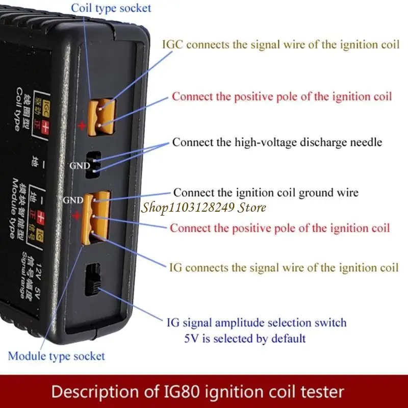 

N5KD IG80 Automobile Ignition Coil Diagnostic Detector 12V~24V NaturalGas Gasolines Car Engine Tester Vehicle Repair Testing