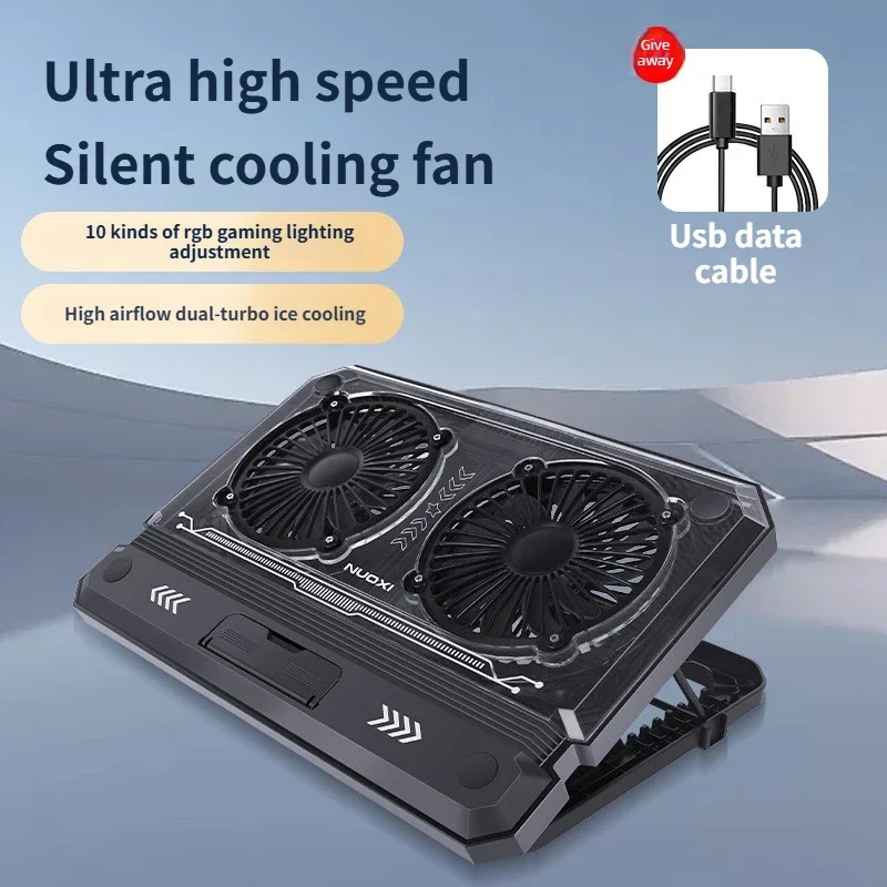 Laptop cooling pad, suitable for 12-17 inch laptop cooler bracket, with dual fans and ultra quiet laptop cooler