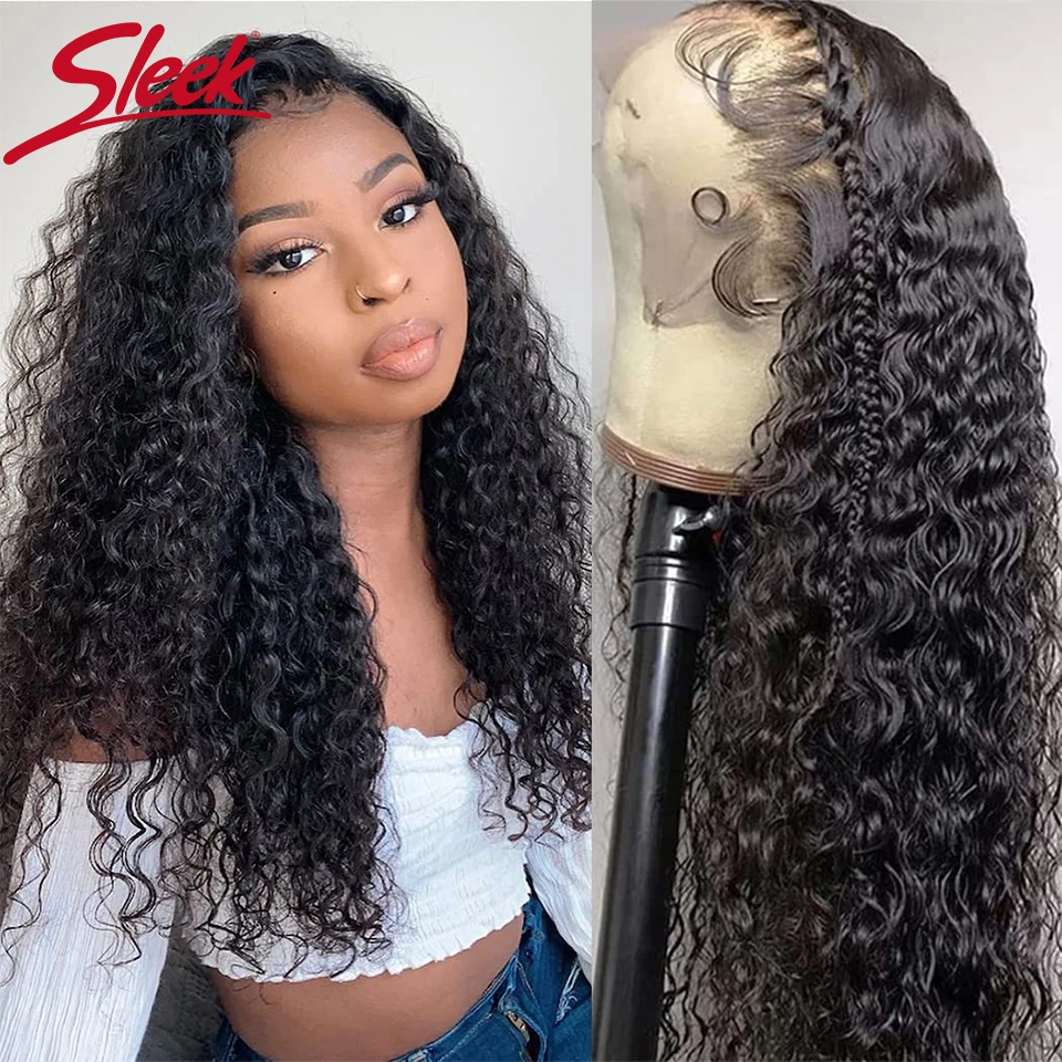 

Sleek 30 Inch Deep Wave Human Hair Wigs For Women 4X4 Lace Closure Curly Brazilian Hair Wigs 100% Real Ready To Wear Deep Wave