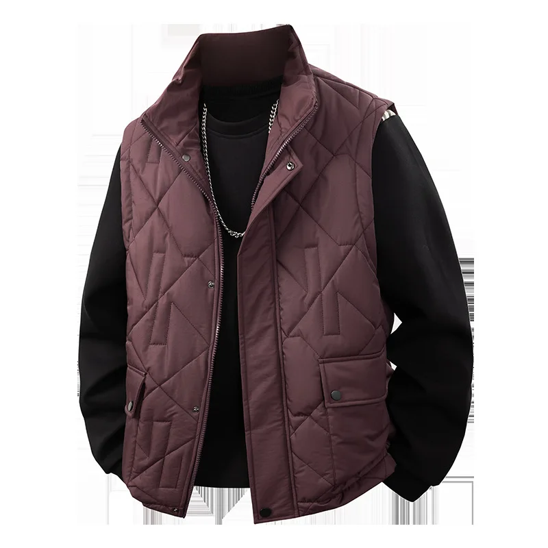 

Men's Lightweight Warm Cotton Vest, Plus Size 90-300 Jin, Winter Fleece-lined Thickened Versatile Cotton Vest for Men