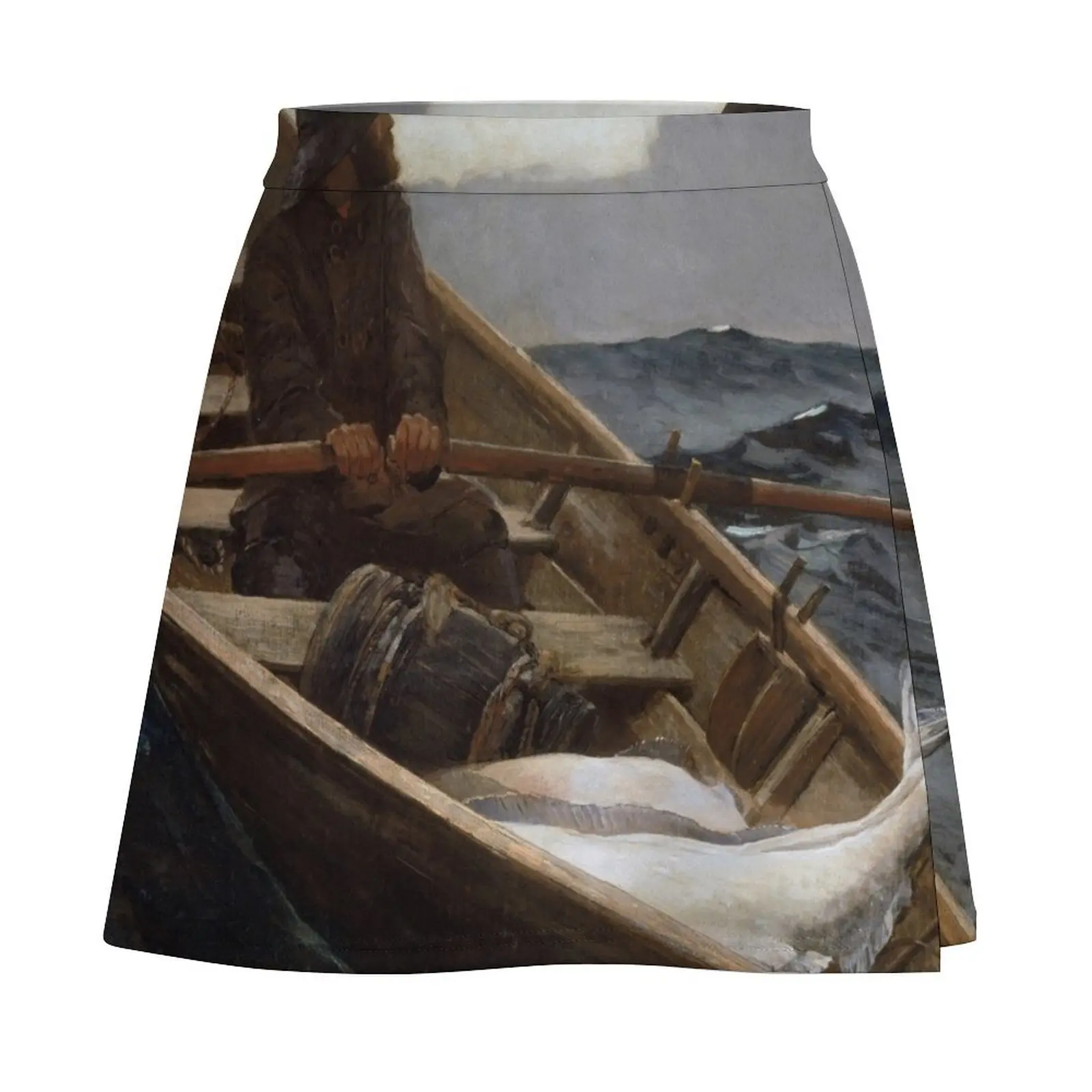 The Fog Warning (Halibut Fishing) by Winslow Homer (1885) Mini Skirt new in dresses mini denim skirt Mini Skirt