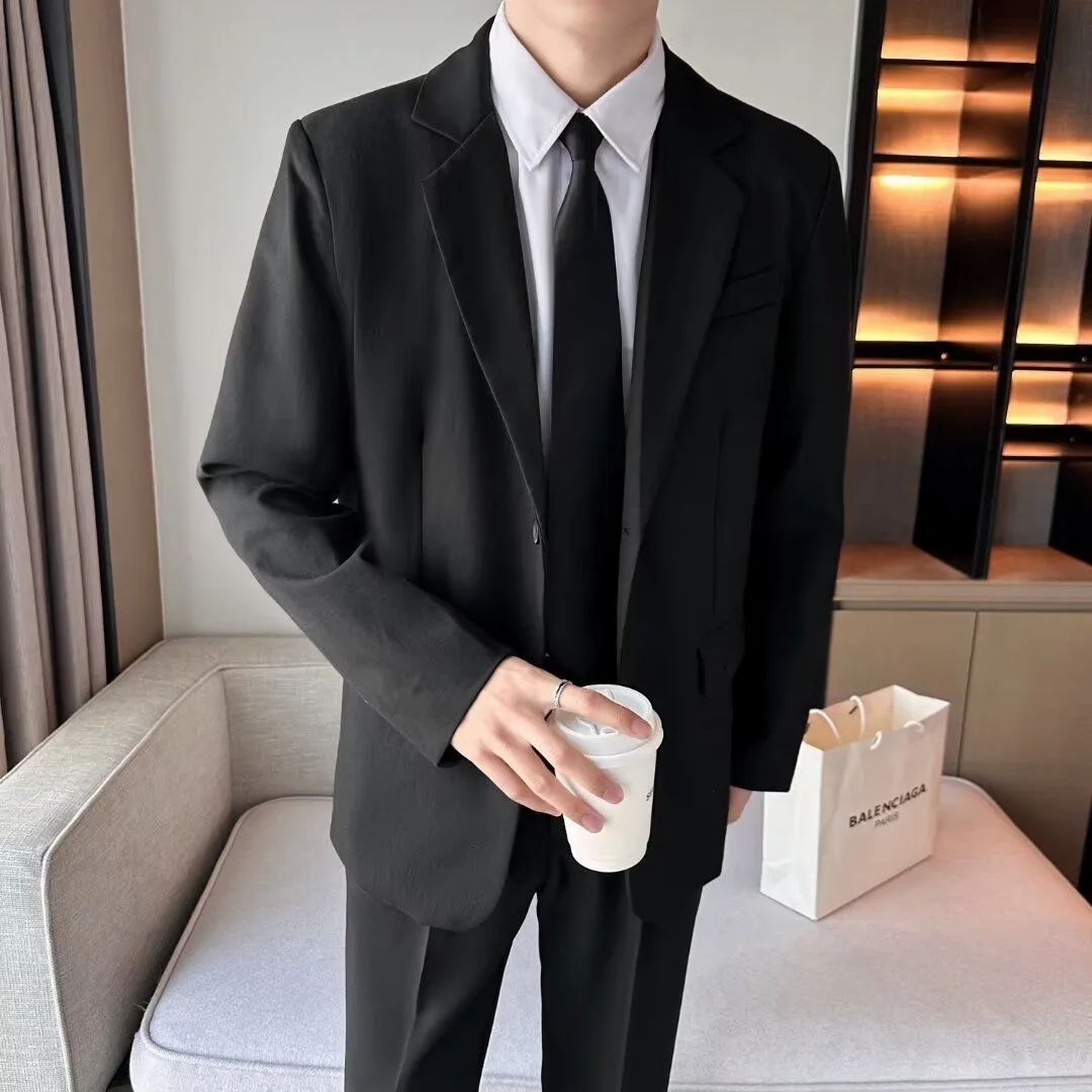 3175 Men's Korean Style Casual Business Formal Jacket Slim Groomsman Groom Wedding Dress