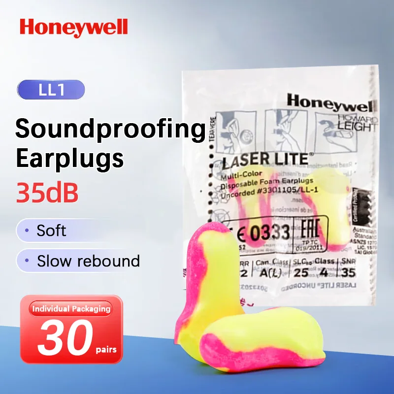 30 pares】Honeywell LL-1 tapones para los oídos suaves de espuma tapones para los oídos con reducción de ruido orejeras de protección contra el ruido maquinaria de fábrica
