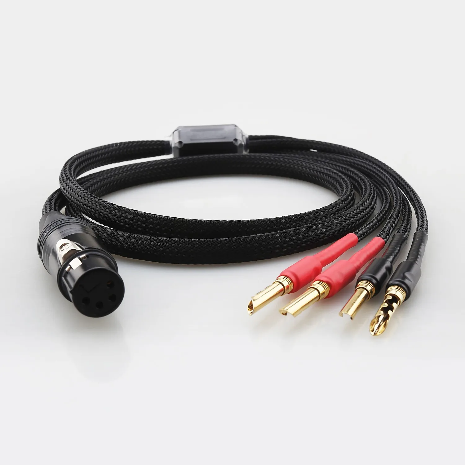 Audiophile HiFi Speaker Cable 4Pcs Banana BFA Plug to Neutrik 4 Pin XLR Female High Fidelity Audio Interconnect Adapter Cord