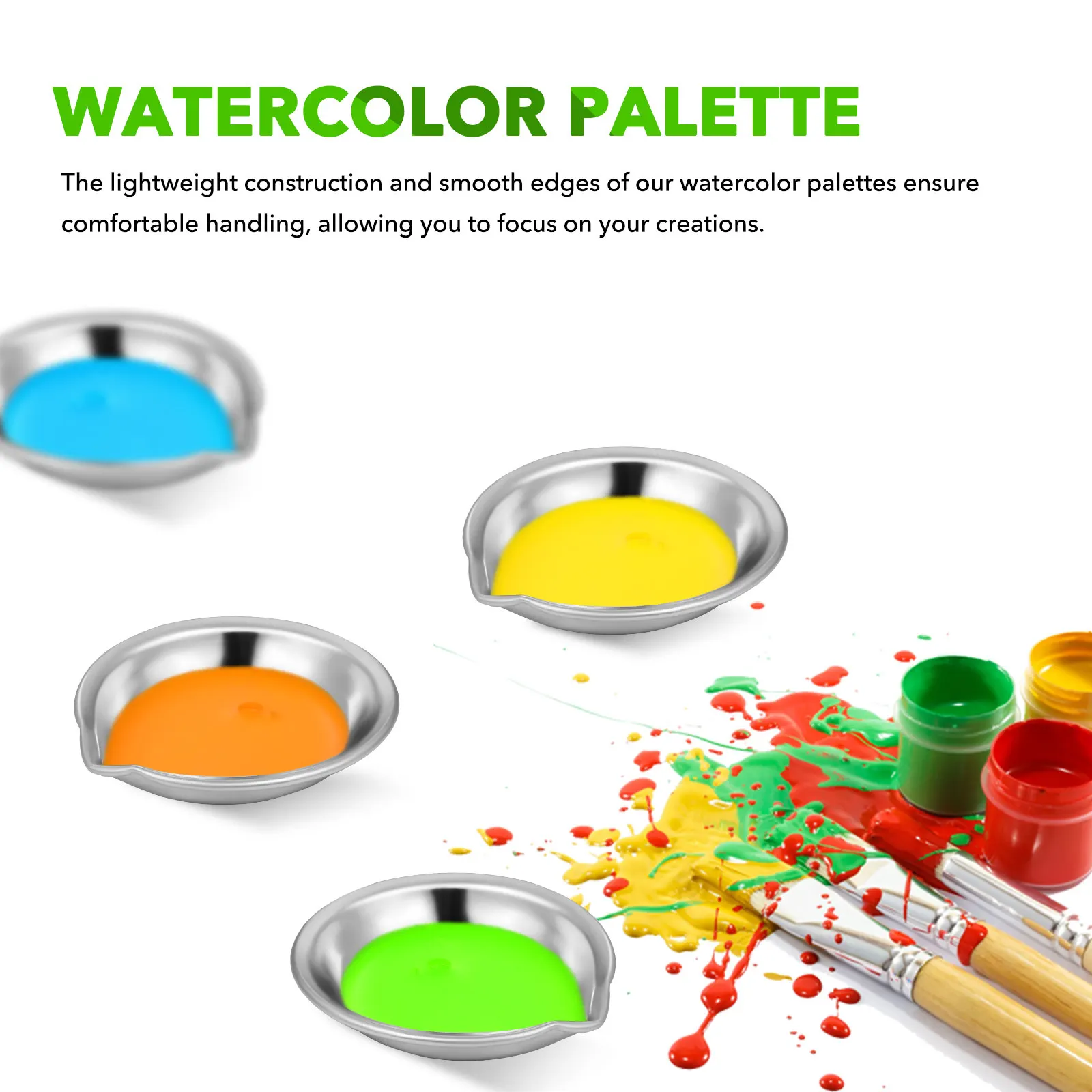 18Pcs Compact Metal Palette Set Tiny Round Watercolor Mixing Tray Stainless Steel Spout Design for Artists Beginners