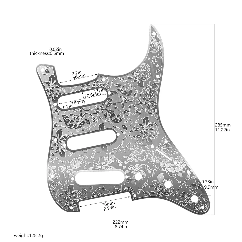 11 Holes Metal Guitar Pickguard SSH/SSS Pick Guard Carved Pattern for Strat Electric Guitar  Parts & Accessories