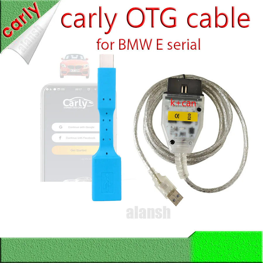 2024 OTG Cable for Carly APP V91.75 beta Work for BMW K + CAN DCAN Diagnose Programming Cable