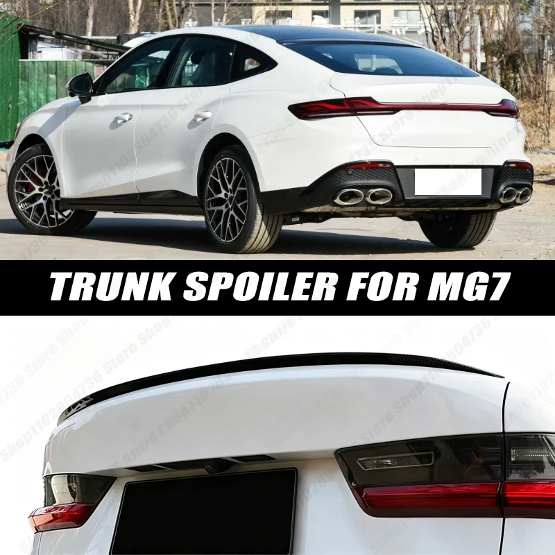 120CM Glossy Black Soft Rubber Universal Rear Trunk Spoiler 5D Carbon Look Tail Wing Fit For MG 7 Car Accessories