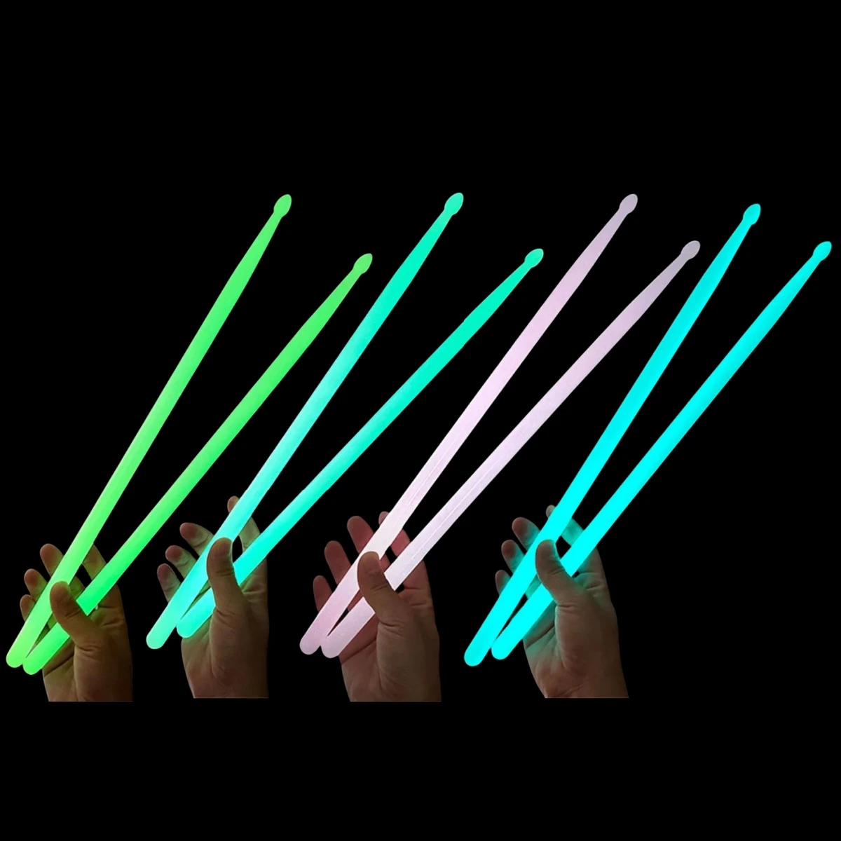 Miwayer 야광 드럼 스틱 라이트 업 드럼 스틱, 어둠 속에서 1 쌍 악기, 무대 공연 형광 드럼 스틱 
