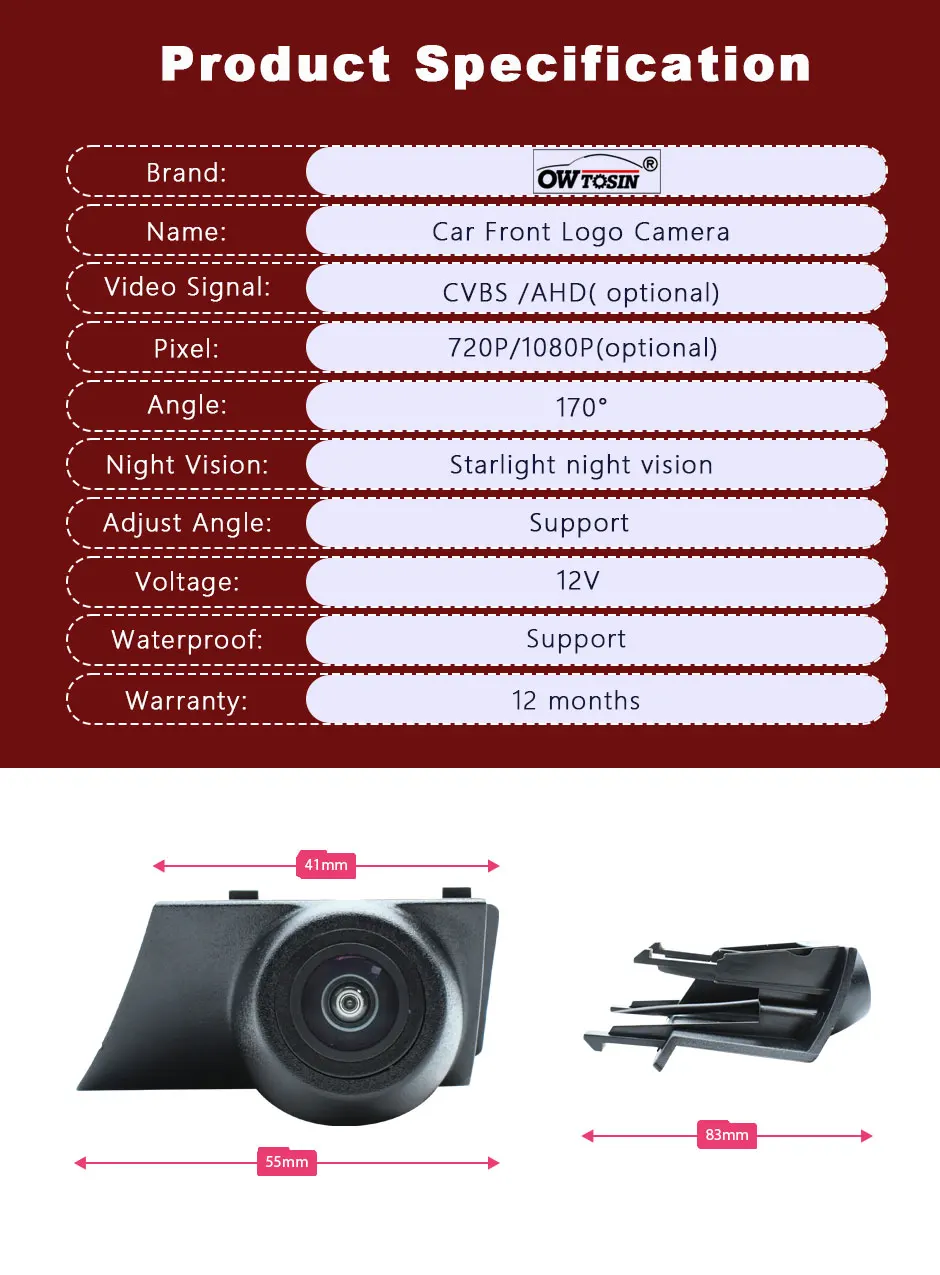 AHD 1080P 170° Fisheye Car Front Camera For Volkswagen VW Golf 7 Mk7 Facelift 2018 2019 2020 2021 Vehicle Logo Front View Camera