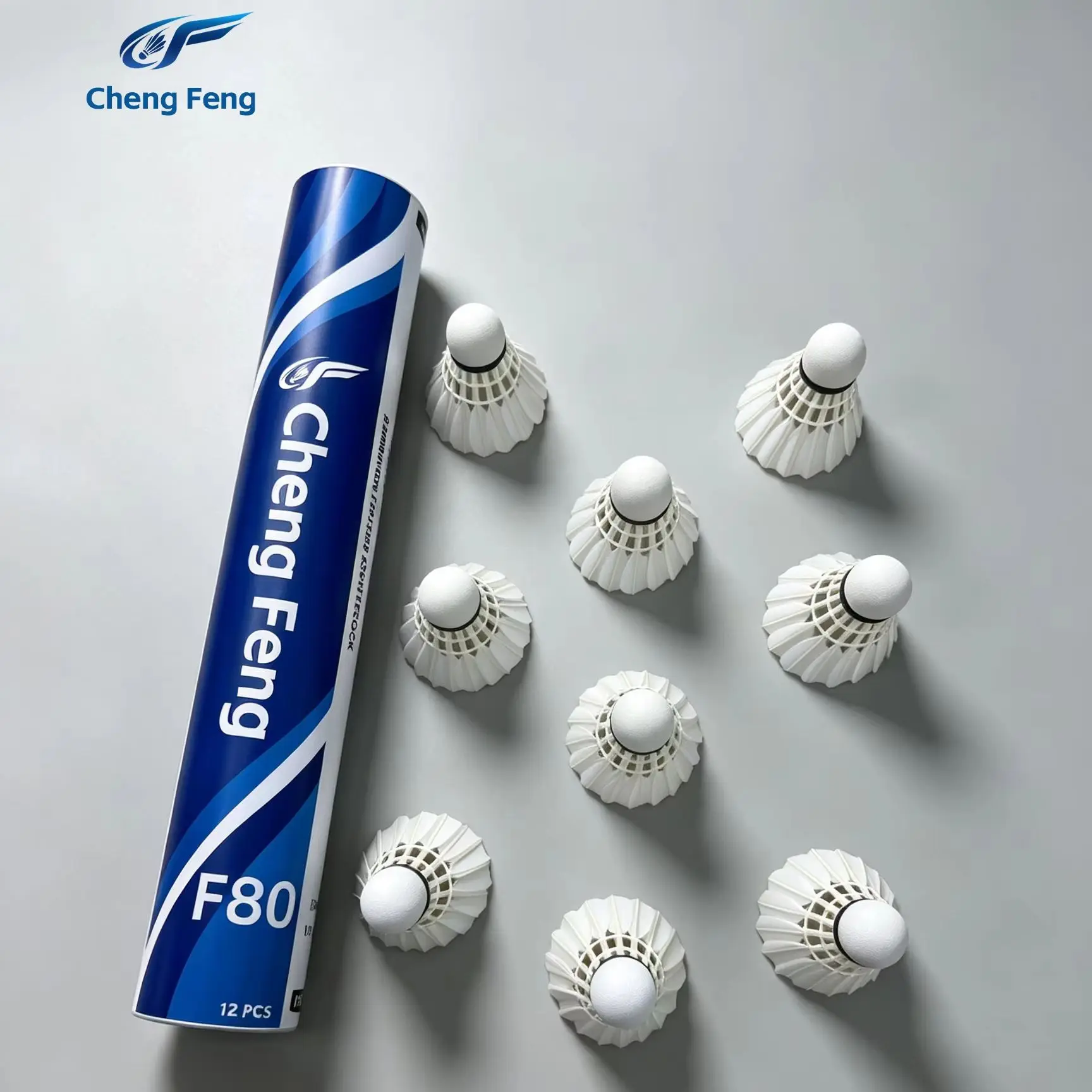 Cheng Feng model F80 12pcs badminton shuttlecock with three layer cork for professional competition players
