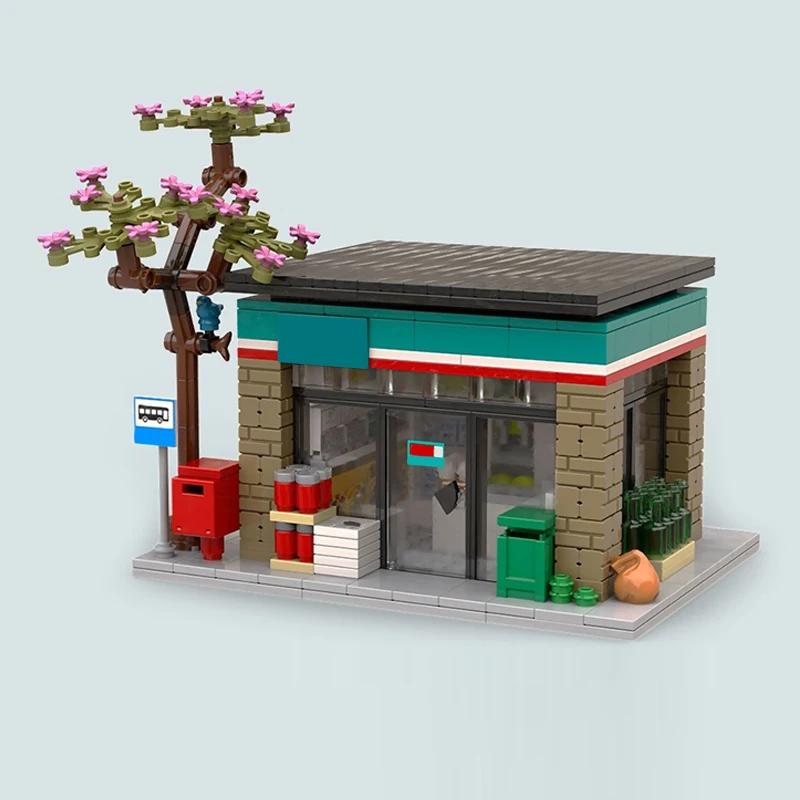 City Street View Model MOC Building Bricks Convenience Store Modular Technology Gifts Holiday Assemble Children Toys Suit