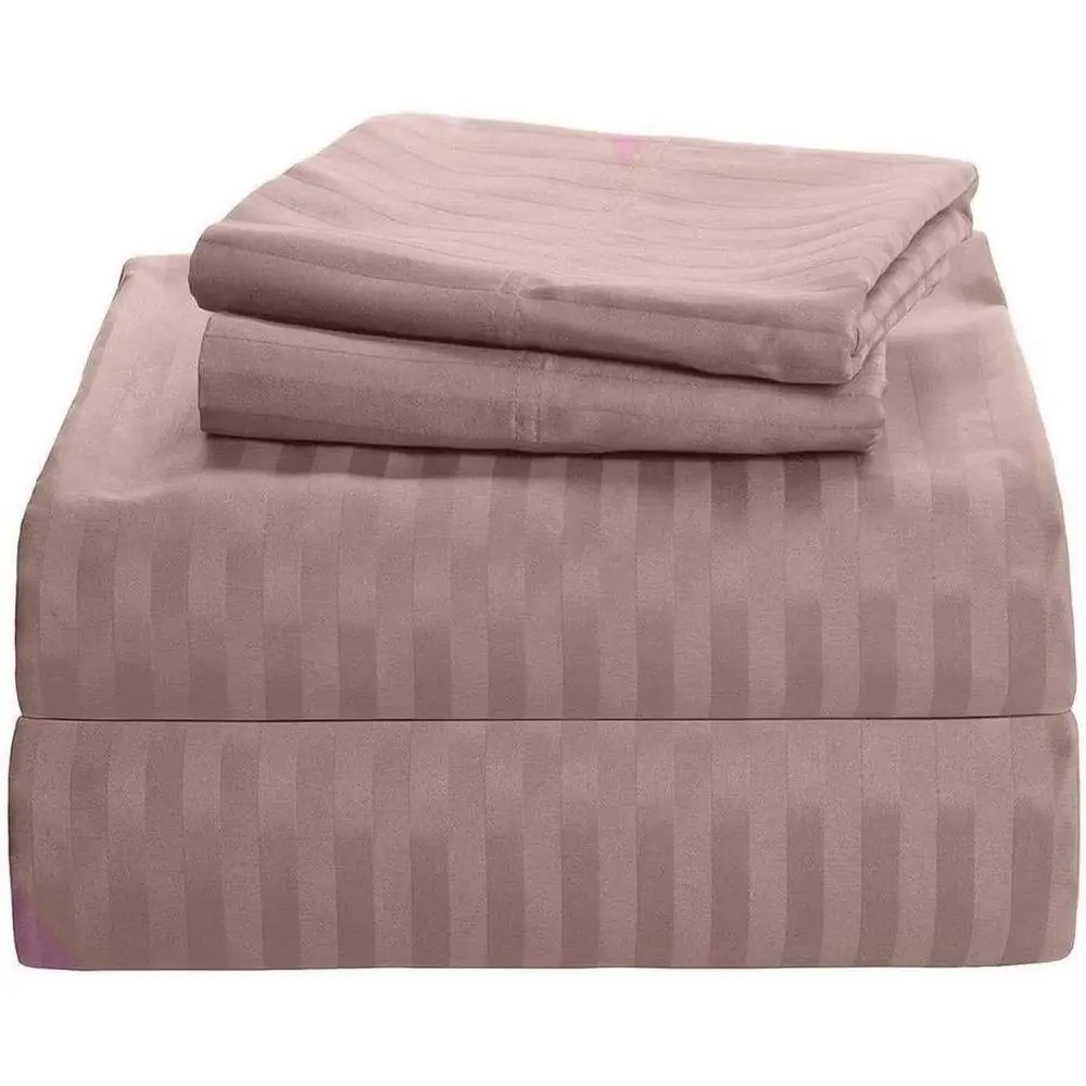 550 Thread Count Egyptian Cotton - Sheet Set or King Size (76x80) Mattrits 28-30 Inches ully Elastic Deep ket (Stripe, Taupe)