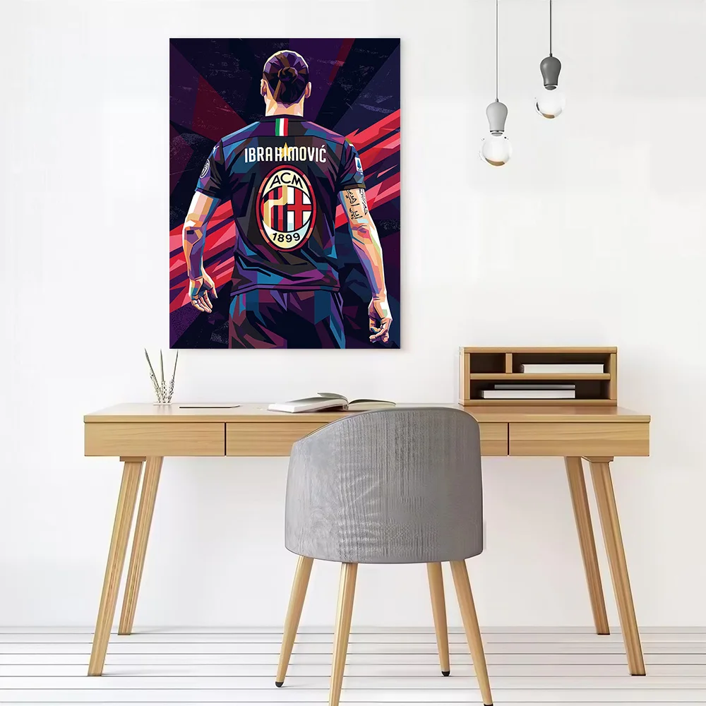 Zlatan Ibrahimovi?? AC Milan Pop Art Poster Canvas Wall Art Custom Photo Print Modern Painting for Fans Home and Decoration Room