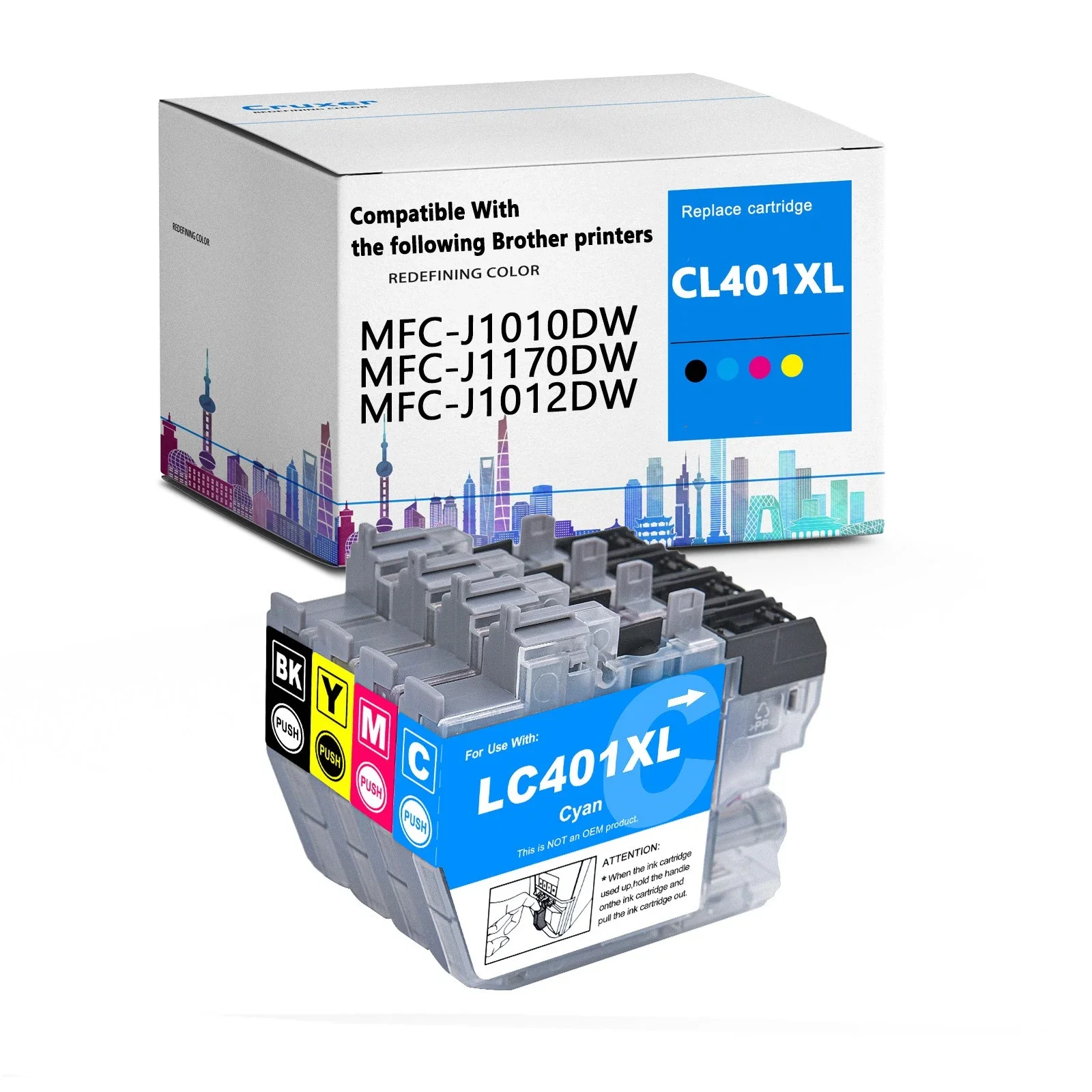 1 Combo LC401XL Color Ink Cartridge For Brother MFC-J1010DW MFC-J1170DW J1012DW