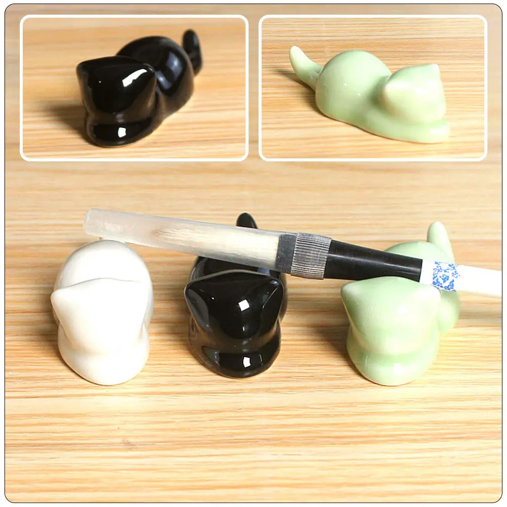 3Pcs Calligraphy Brush Holder Ceramic Craftsmanship Writing Brush Stand Desk Organizer Study Room Desk Decor Study Room Decor