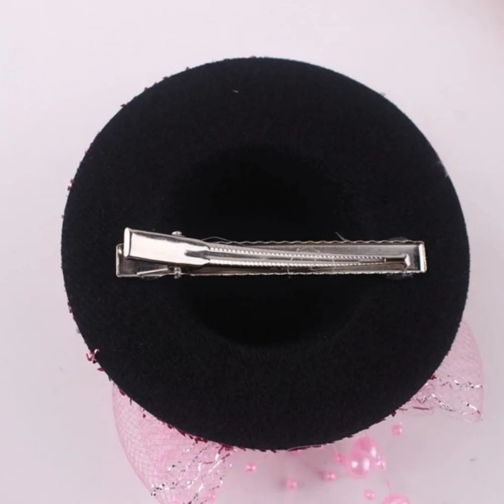 Cute Glitter Girl Fascinator Hat Mesh Children's Top Hat Cocktail Hat Dance Girl Hair Accessory