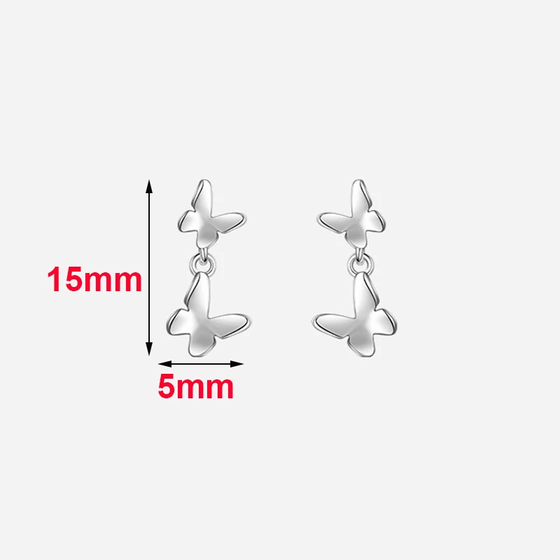 Real 925 Sterling Silver Butterfly Pendant Stud Earrings For Women Classic Insect Fine Jewelry Light Luxury Accessories