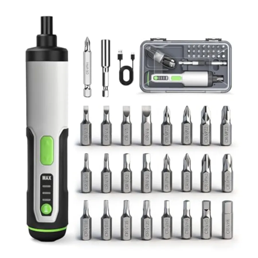 

【Spot goods】Electric Screwdriver Cordless Power Screwdrivers Set Tool Kit 25 Bits 3 Torque Settings LED Work Light Rechargeable