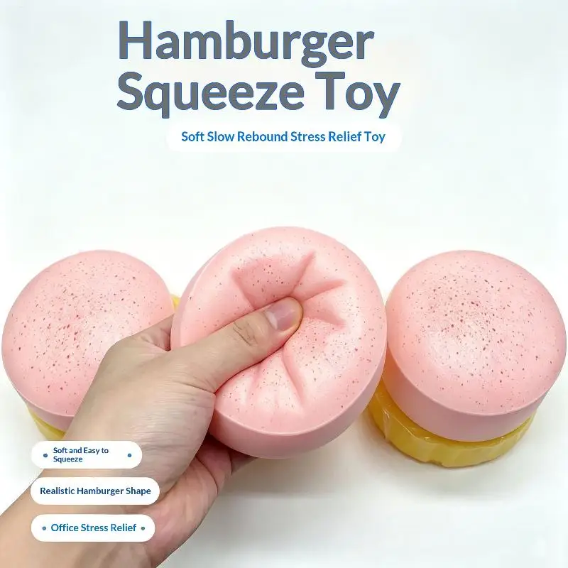 Hamburger Slow Rising Soft Fidget Toy Elastic Stress Relief Prop for Office Break Time Kids Playtime