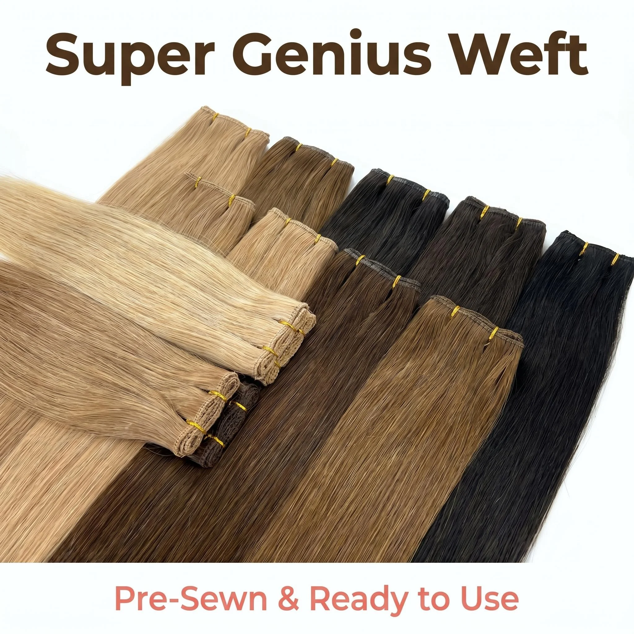 100% Human Virgin Hair Super Genius Weft 20inch 100g #TLQ #RDB Pre Made Hair Weft High Density & Invisible Comfort Wear Wholesal