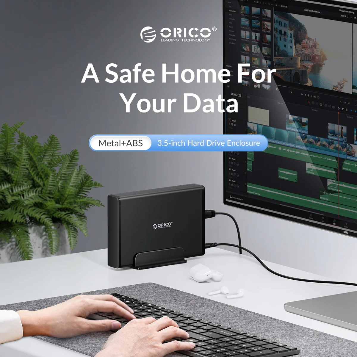 ORICO 3.5 بوصة HDD Case Type-C & USB3.0 حاوية القرص الصلب SATA إلى USB 3.1 قارئ القرص الصلب الخارجي لمحرك الأقراص الصلبة 2.5/3.5 بوصة HDD